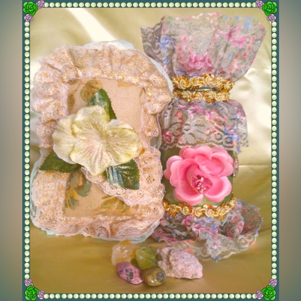 Hand Crafted Glass Jar Refreshing Meadow Gypsy Bottle RoseAroma - Picture 5 of 10
